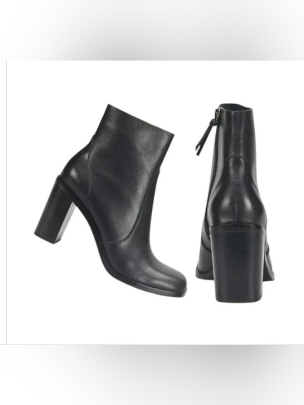 Sofft Black Leather 11 Rider Moto Minimalist Round Toe Block Heel Ankle Boot New